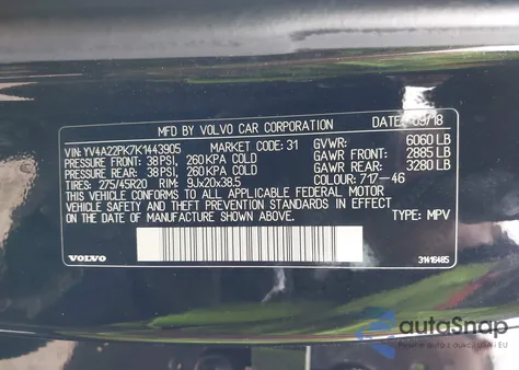 2019 Volvo Xc90 T6 Momentum from USA, damaged, VIN YV4A22PK7K1443905